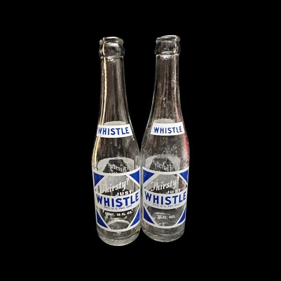 Set of 2 1940s Vintage Whistle Soda Bottle 10oz - Picture 5 of 5